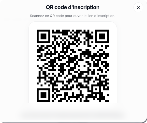 QR code d’inscription du module Communauté evischurch, adresse floutée